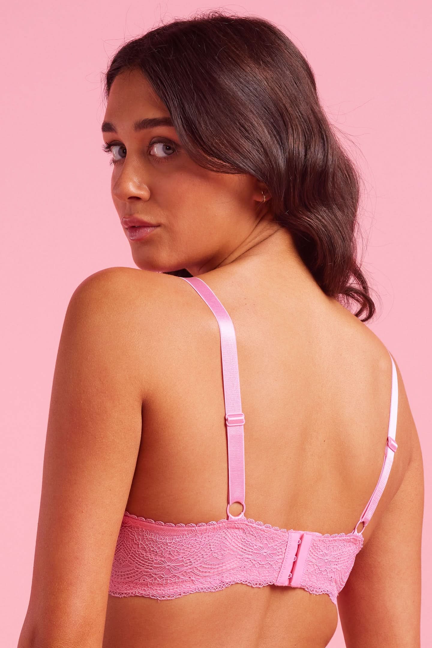 Giselle Lace Plunge Bra Pink