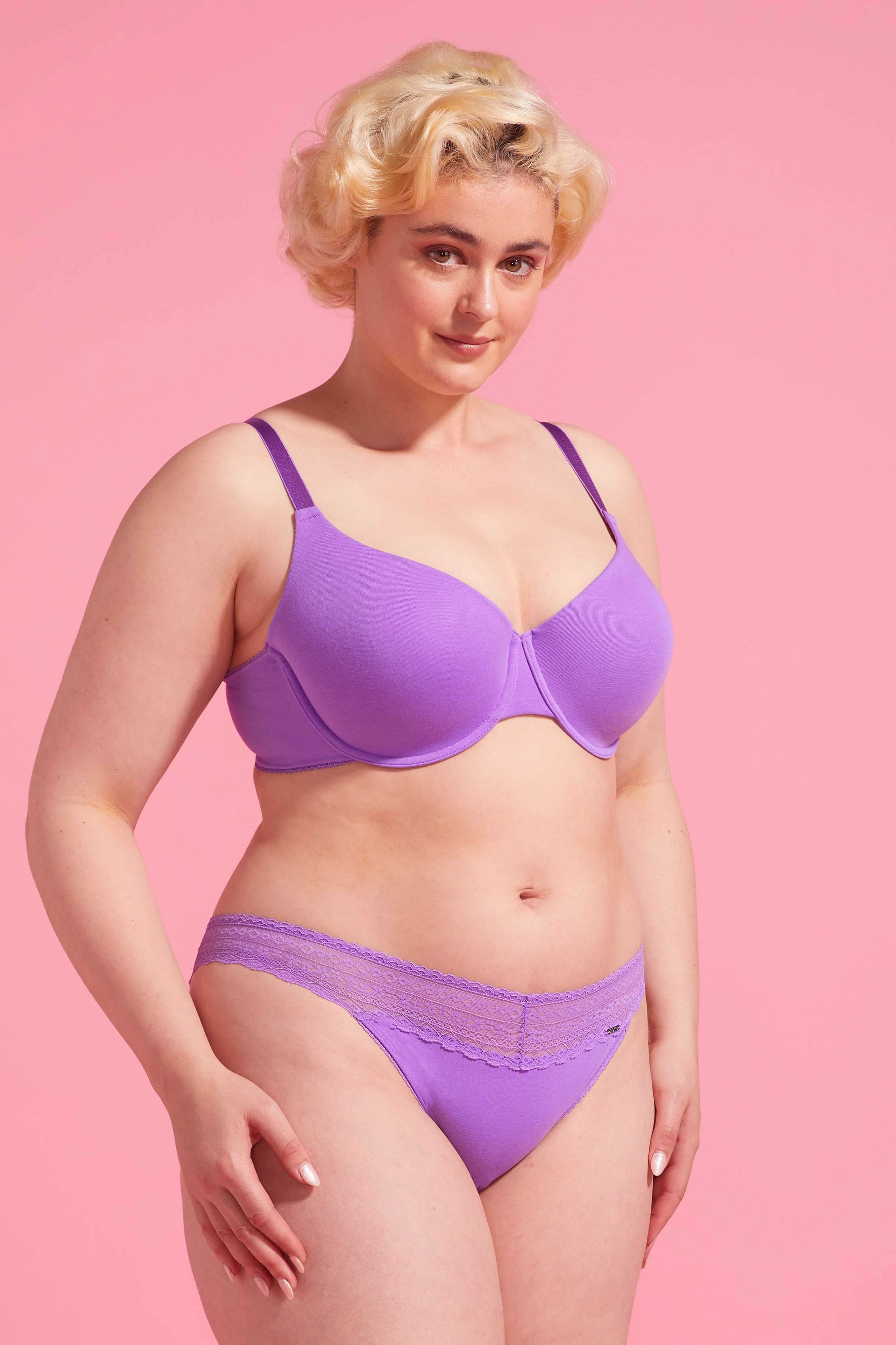 Lily Cotton Lace Bikini Brief Purple