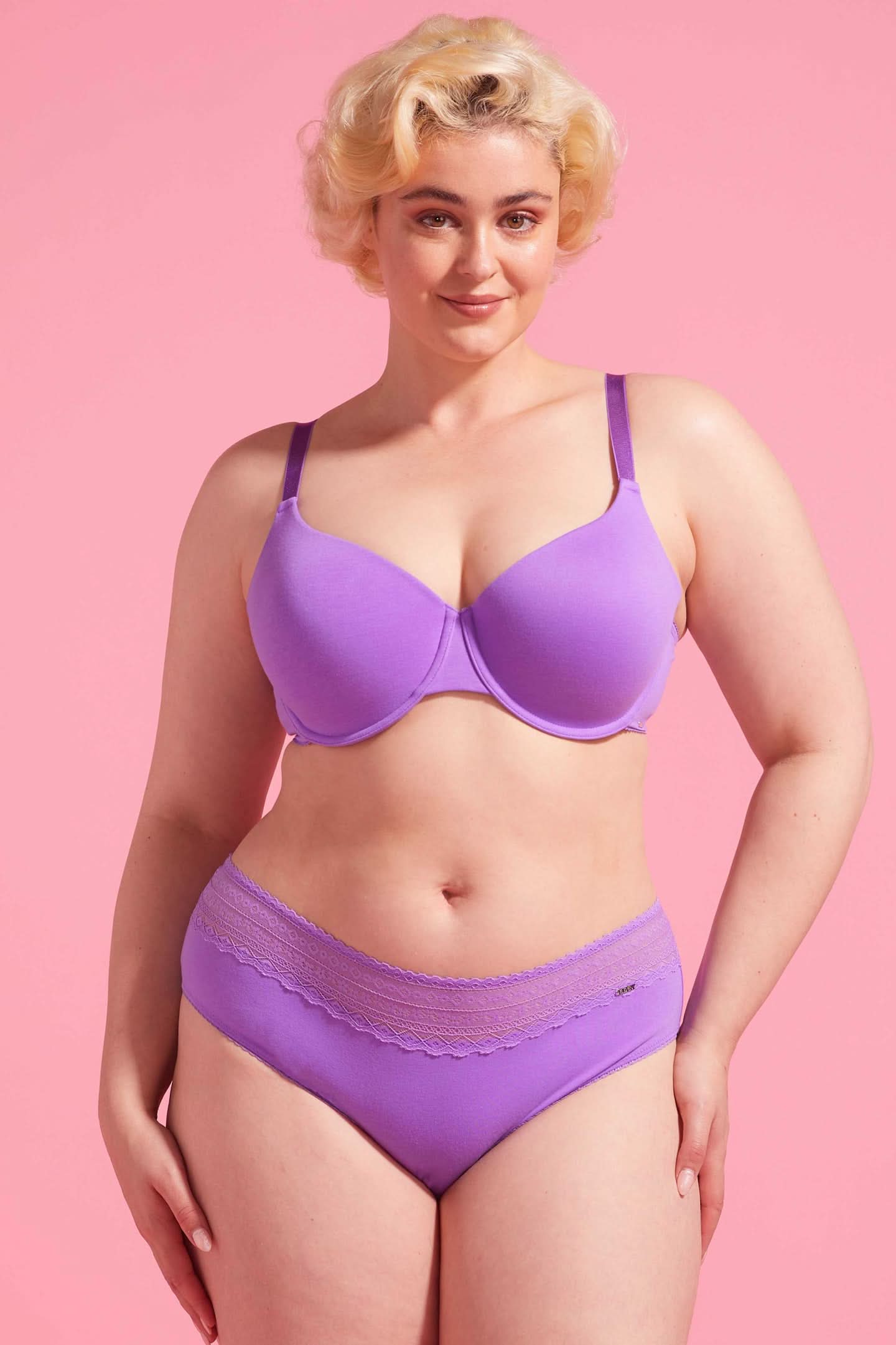 Lily Cotton Lace Boyleg Brief Purple