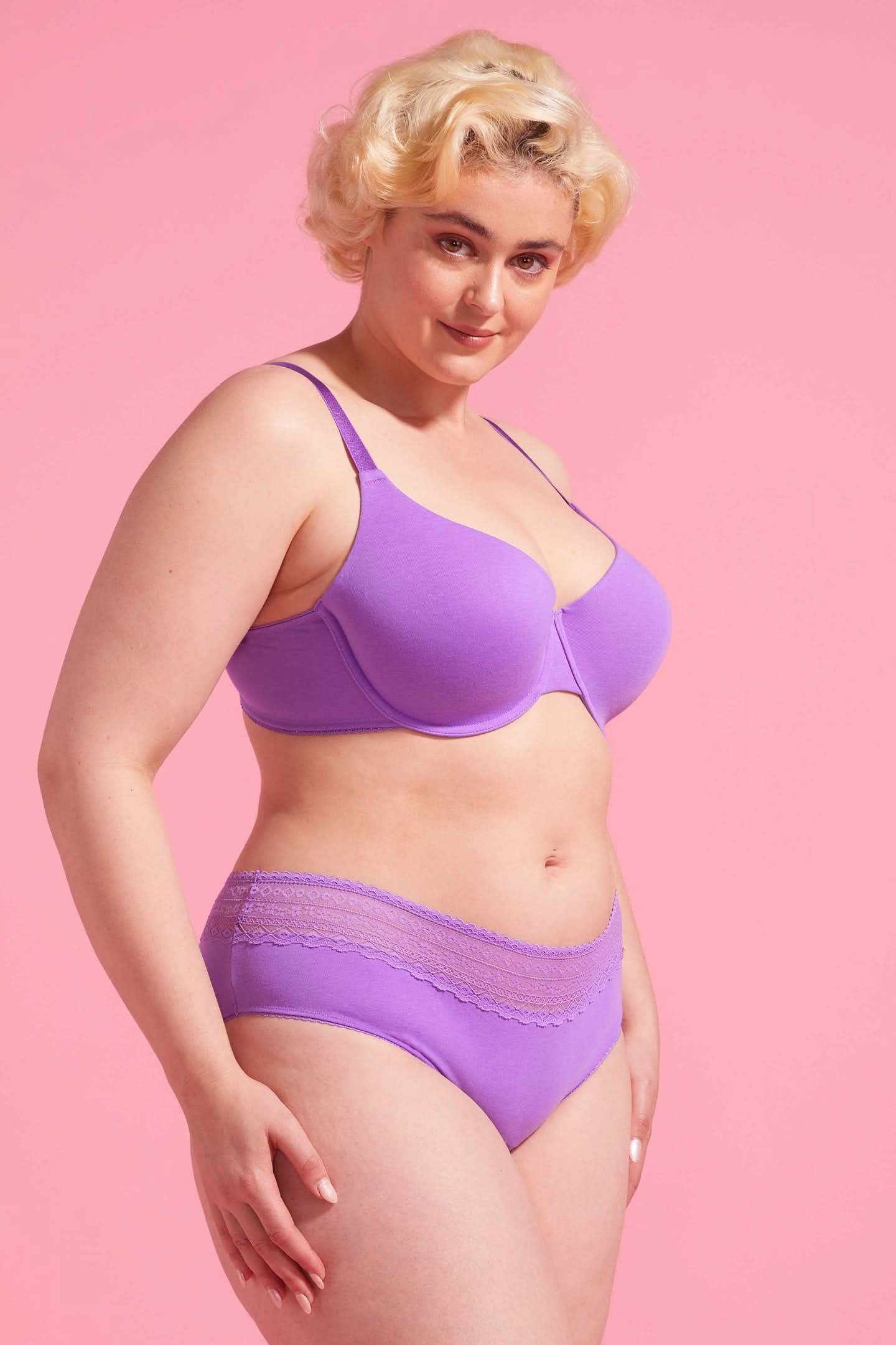 Lily Cotton Lace Boyleg Brief Purple