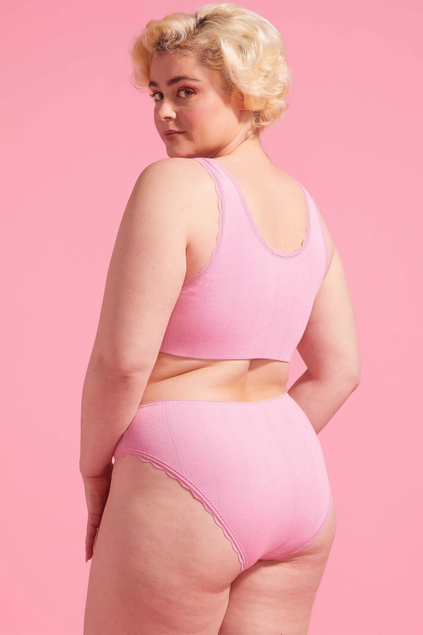 Charlotte Cotton High Waist Bikini Brief Pink