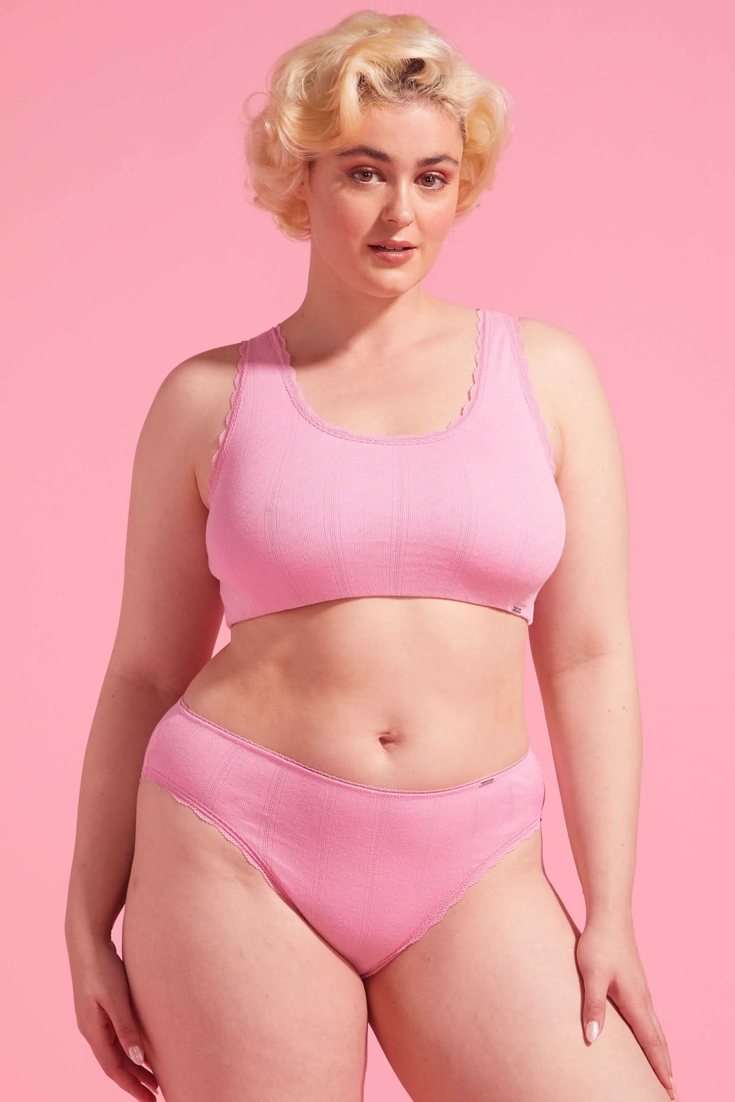 Charlotte Cotton High Waist Bikini Brief Pink
