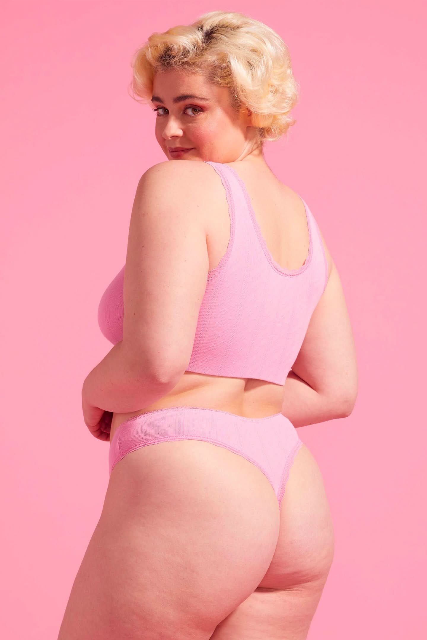 Charlotte Cotton High Waist G-String Pink