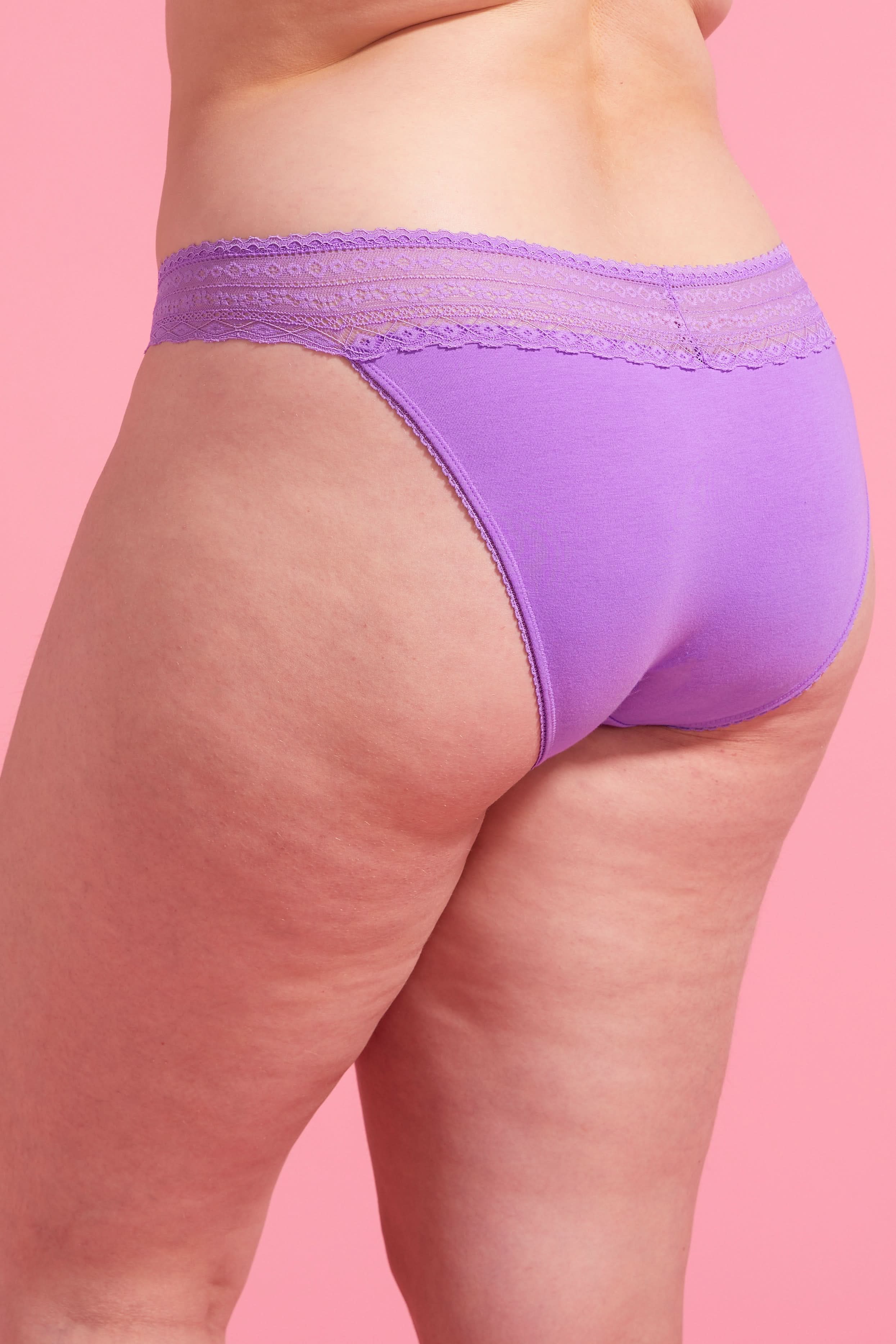 Lily Cotton Lace Bikini Brief Purple