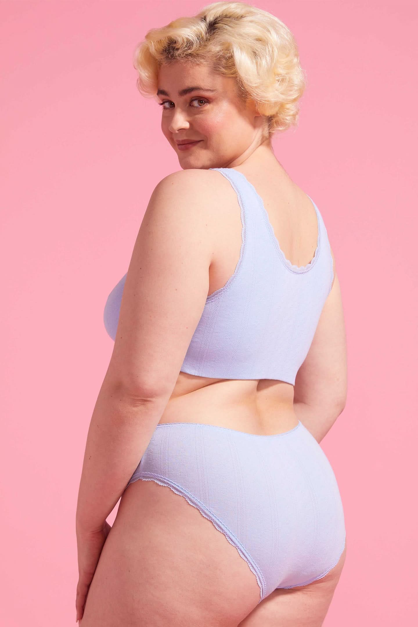 Charlotte Cotton High Waist Bikini Brief Blue
