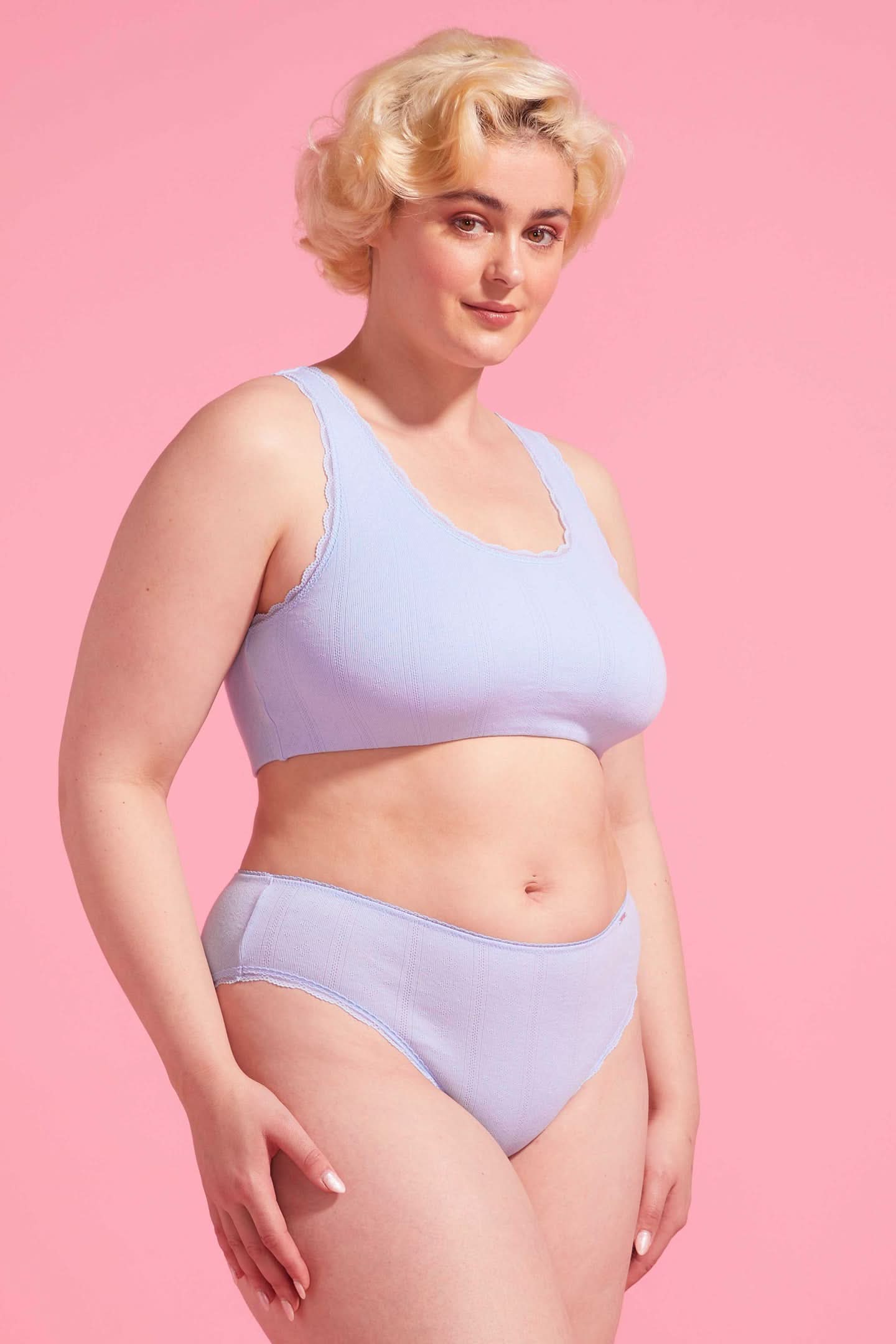 Charlotte Cotton High Waist Bikini Brief Blue