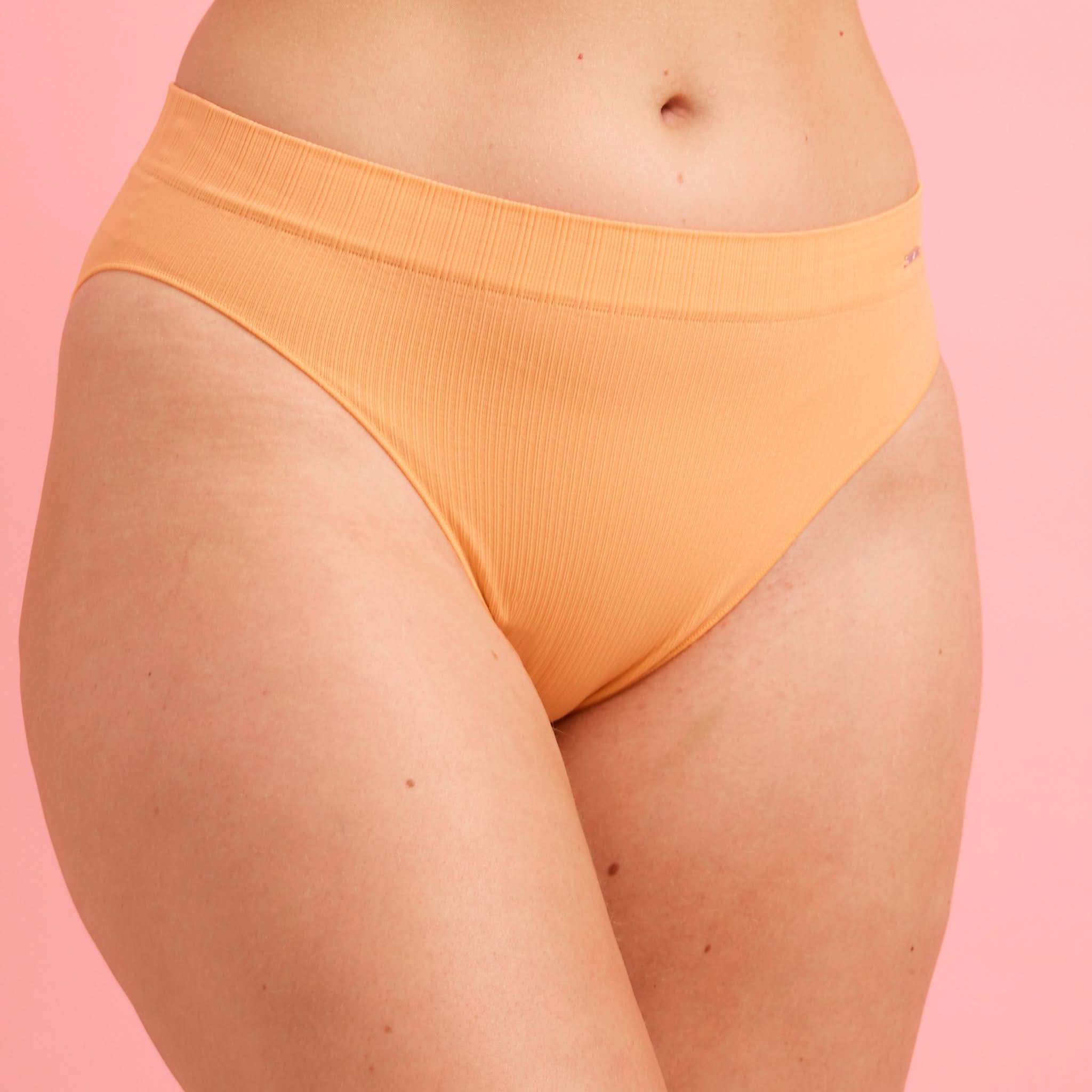 Ivy Ribbed High Waist Bikini Brief Tangerine