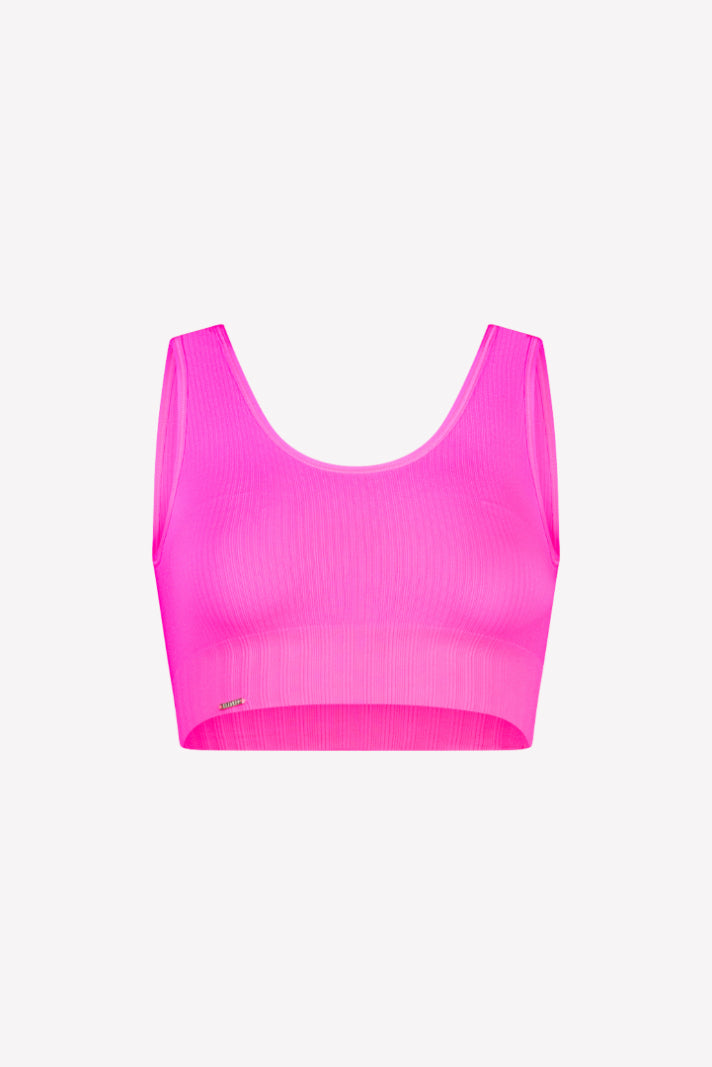 Ivy Ribbed Reversible Crop Top Pink