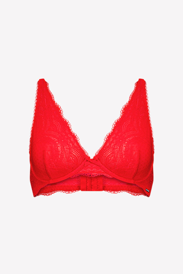 Giselle Lace Plunge Bra Red