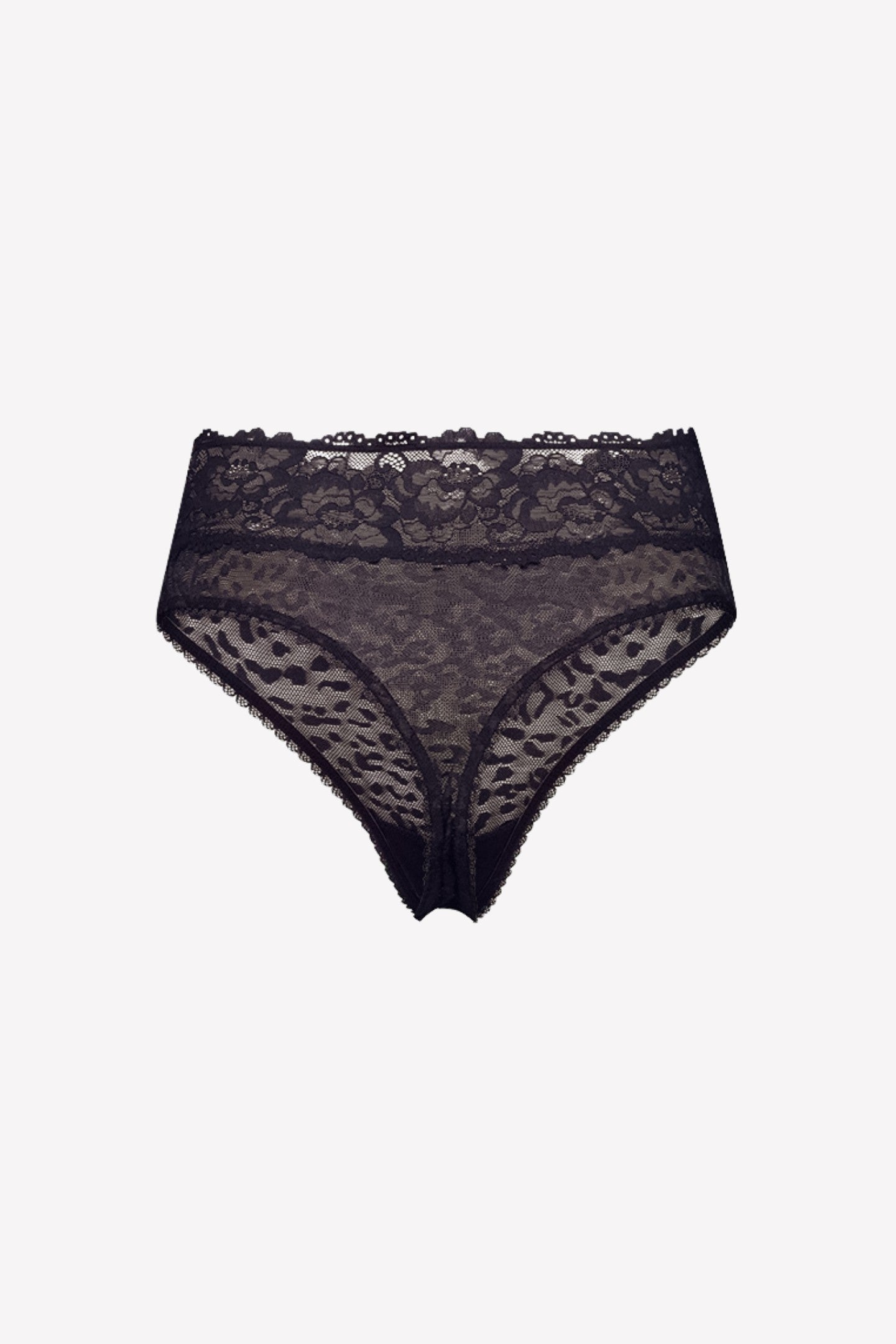 Ava Lace High Waist G-String Black