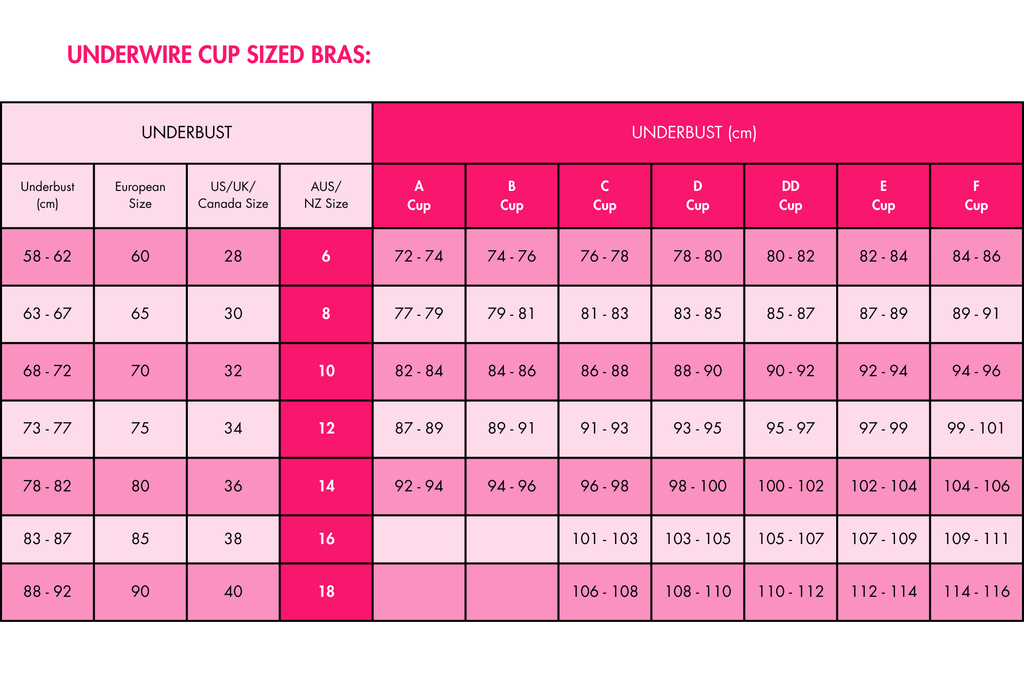 Find Your Perfect Fit Sizing Chart Eleven Intimates