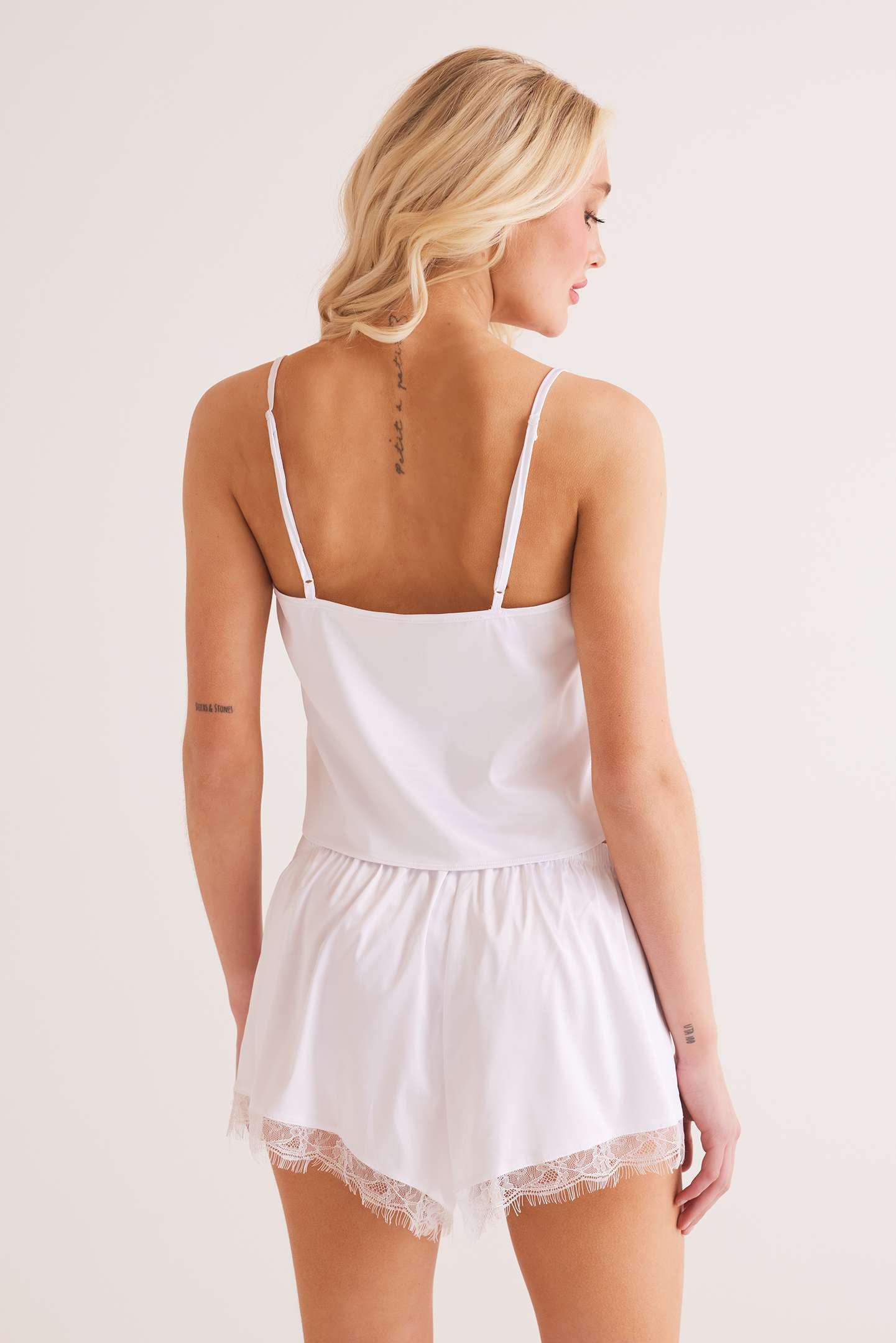 Scarlet Satin Shorts White