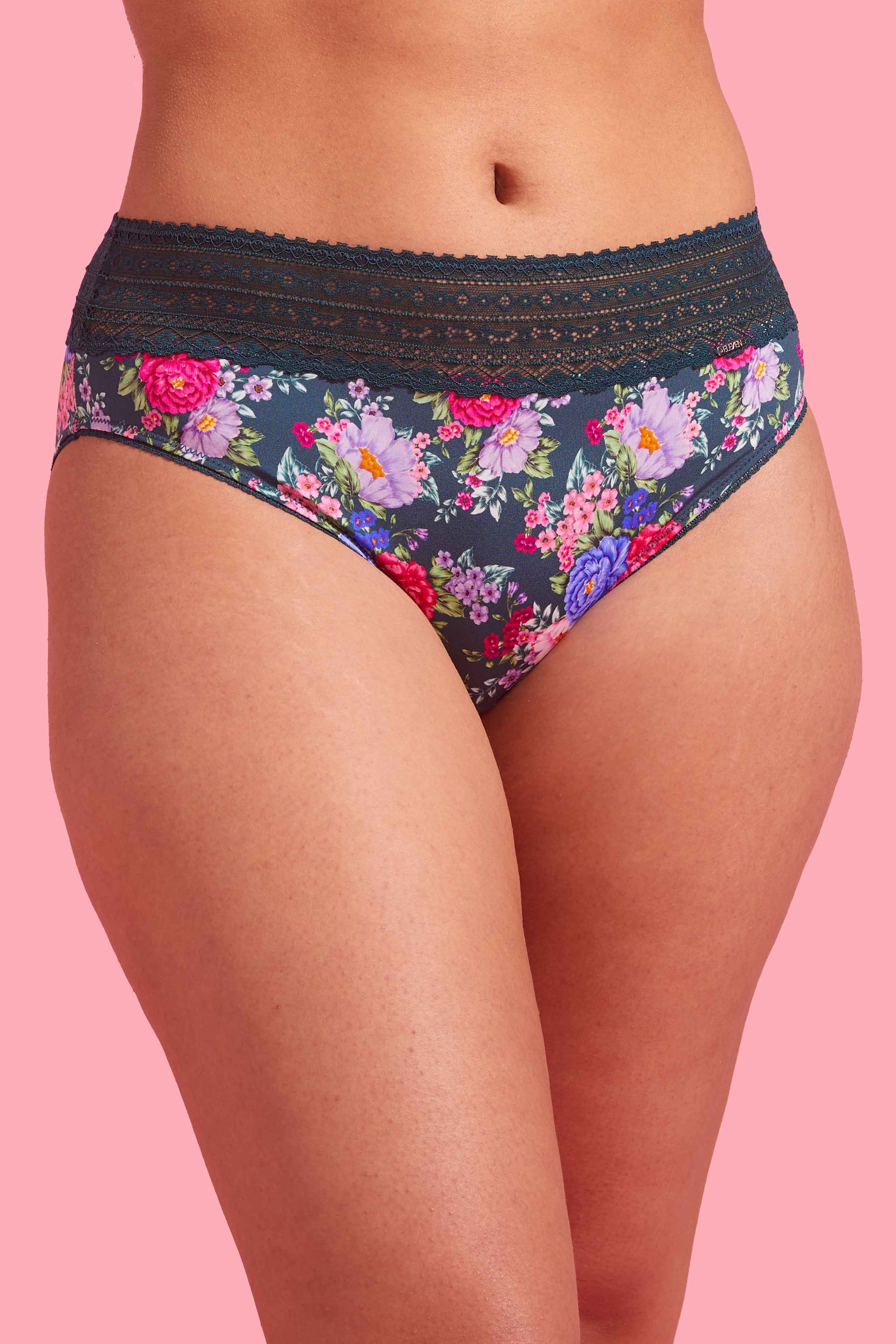 Luxe Microfiber High Waist Bikini Brief Floral